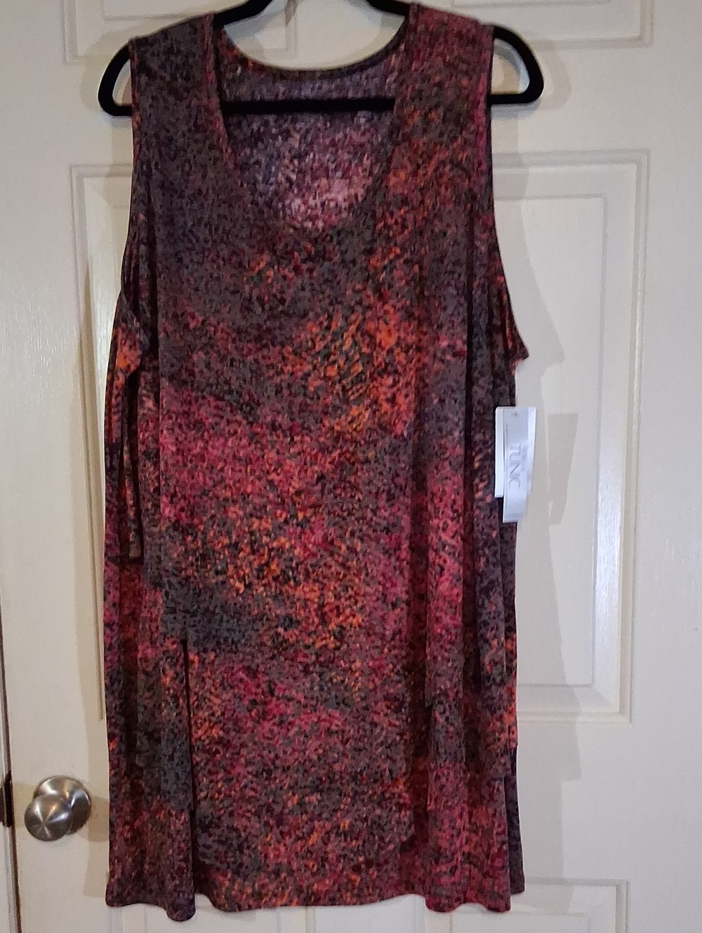Catherines Pink Multi-Color Cold-Shoulder Tunic